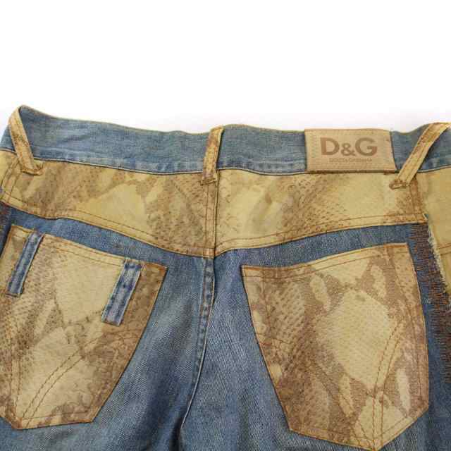 中古】ドルガバ D&G デニムパンツ ジーンズ パイソン 型押し 切替