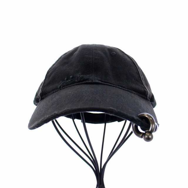 【中古】バレンシアガ BALENCIAGA 23SS Heavy Piercing Cap ヘビーピアスキャップ 帽子 ヴィンテージ加工 L 59cm  黒｜au PAY マーケット