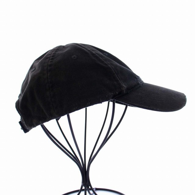 【中古】バレンシアガ BALENCIAGA 23SS Heavy Piercing Cap ヘビーピアスキャップ 帽子 ヴィンテージ加工 L 59cm  黒｜au PAY マーケット