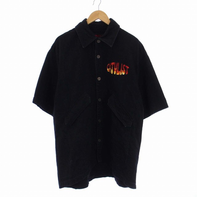 【中古】カタリスト CVTVLIST Fire pocket shirts ファイヤー ポケット デニムシャツ 半袖 ロゴ刺繍 1 黒  2301040202｜au PAY マーケット