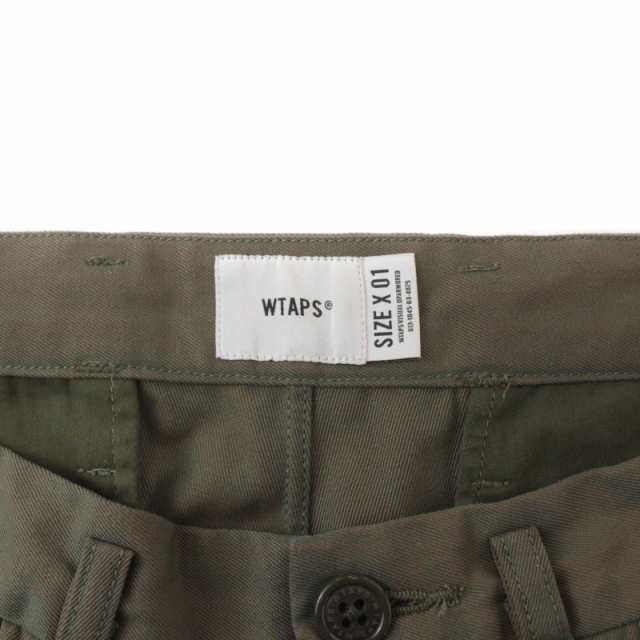 【中古】WTAPS 20AW TUCK TROUSERS RAPO.TWILL タックトラウザーパンツ スラックス 01 S カーキ  202TQDT-PTM05｜au PAY マーケット