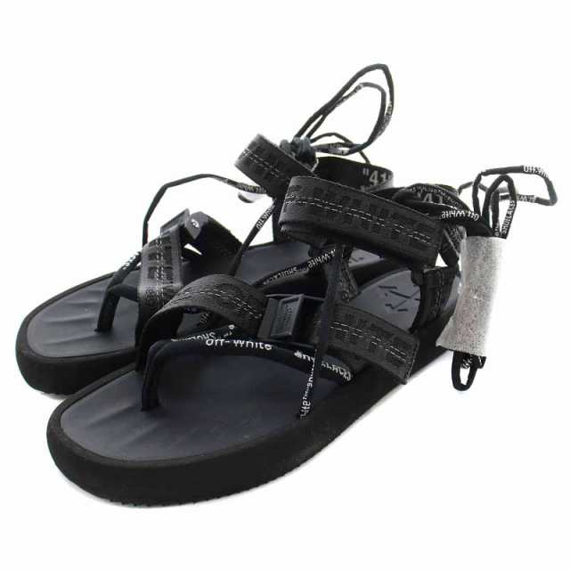 【中古】未使用品 オフホワイト OFF WHITE MULTISTRAP MICRO SANDAL ストラップサンダル レースアップ ロゴ 41  黒｜au PAY マーケット