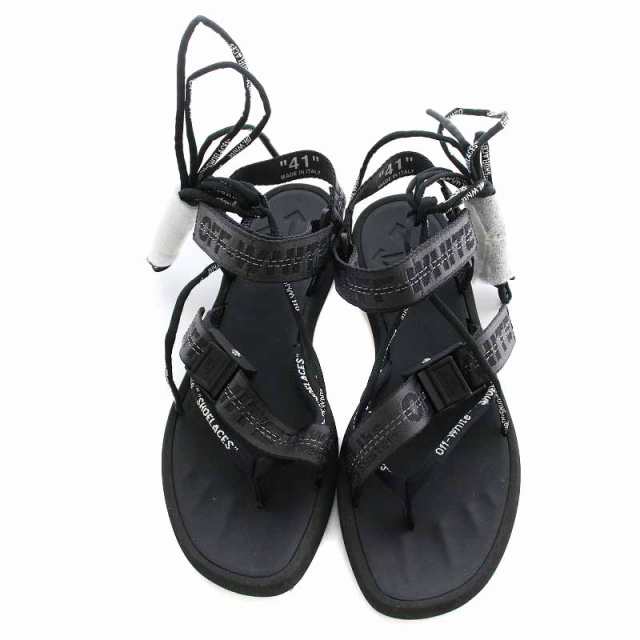 中古】未使用品 オフホワイト OFF WHITE MULTISTRAP MICRO SANDAL ストラップサンダル レースアップ ロゴ 41  黒の通販はau PAY マーケット - ブランド古着のベクトル | au PAY マーケット－通販サイト