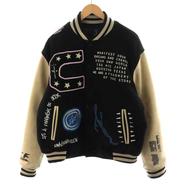 【中古】フラグメントデザイン FRAGMENT DESIGN × CACTUS JACK スタジャン L ベージュ 黒