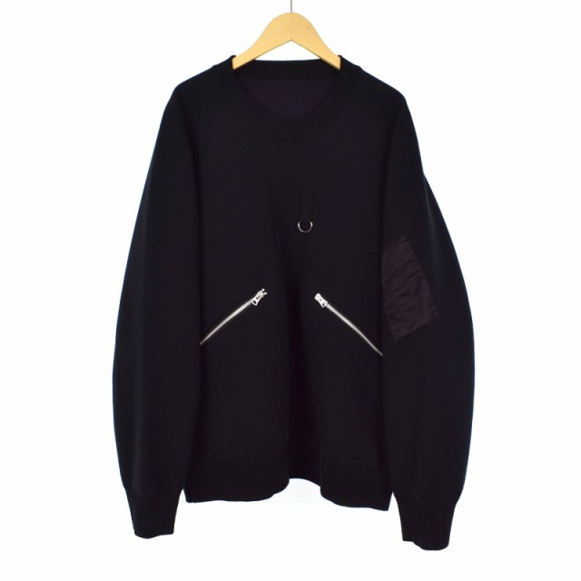 【中古】サカイ sacai Sponge Sweat Pullover スポンジ スウェット プルオーバー トレーナー 3 黒 ブラック 23-03174Mの通販は 20,736円