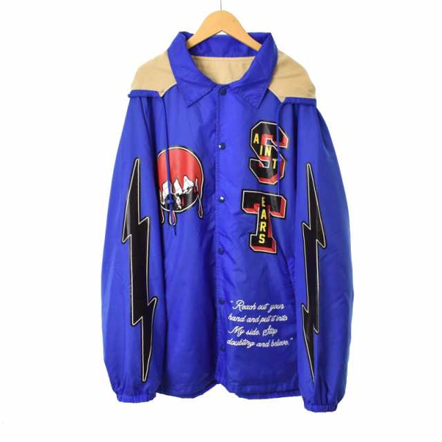 【中古】SAINTMICHAEL DENIM TEARS 22AW DT HOLY GRAILLS COACH JKT コーチジャケット ナイロン XL ?? ブルー