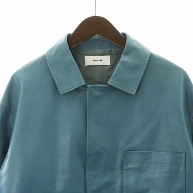【中古】ウェルダー WELLDER  Barn Coat バーンコート ミドル丈 レザー アウター 4 XL 水色 ライトブルーの通販は