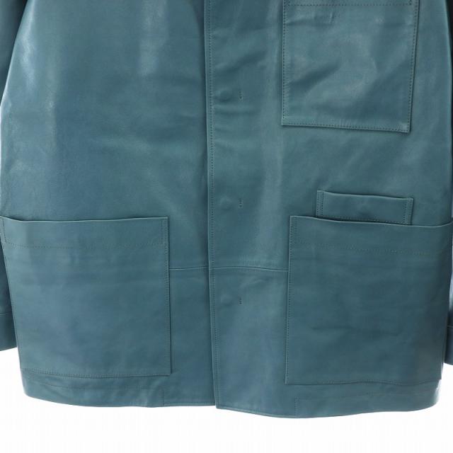 【中古】ウェルダー WELLDER  Barn Coat バーンコート ミドル丈 レザー アウター 4 XL 水色 ライトブルーの通販は
