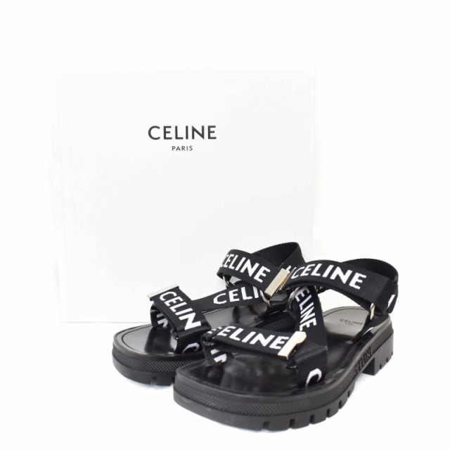 【中古】セリーヌ CELINE LEO STRAPPY レオ ストラッピー サンダル スポサン 36 黒 ブラック RM0232 レディース