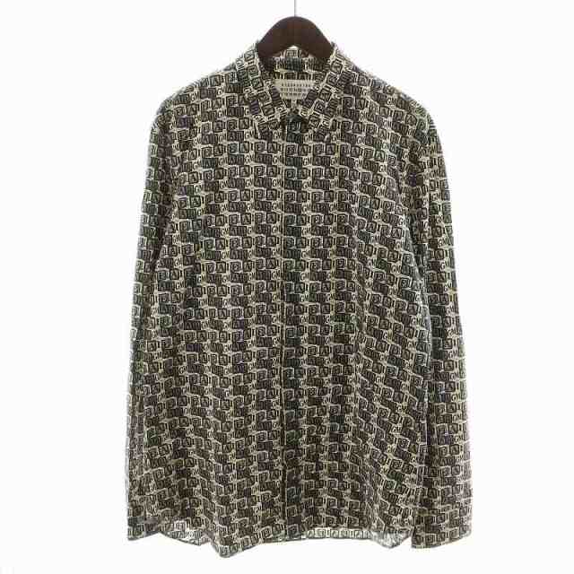 【中古】メゾンマルジェラ 14 Maison Margiela 14 19SS シャツ 長袖 総柄 コットン 43 XS 黒 ブラック 白の通販は