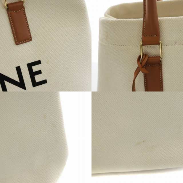 【中古】セリーヌ CELINE ホリゾンタルカバ トートバッグ ハンドバッグ ロゴ キャンバス レザー ベージュ 茶