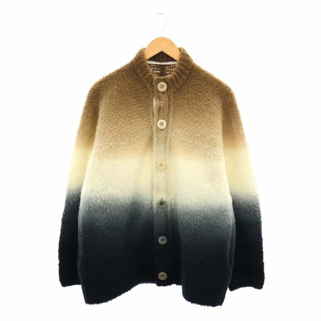 【中古】サカイ sacai 22AW Tie Dye Knit Cardigan タイダイ柄 カーディガン ウール 1 S 茶 ブラウン 黒 ブラック