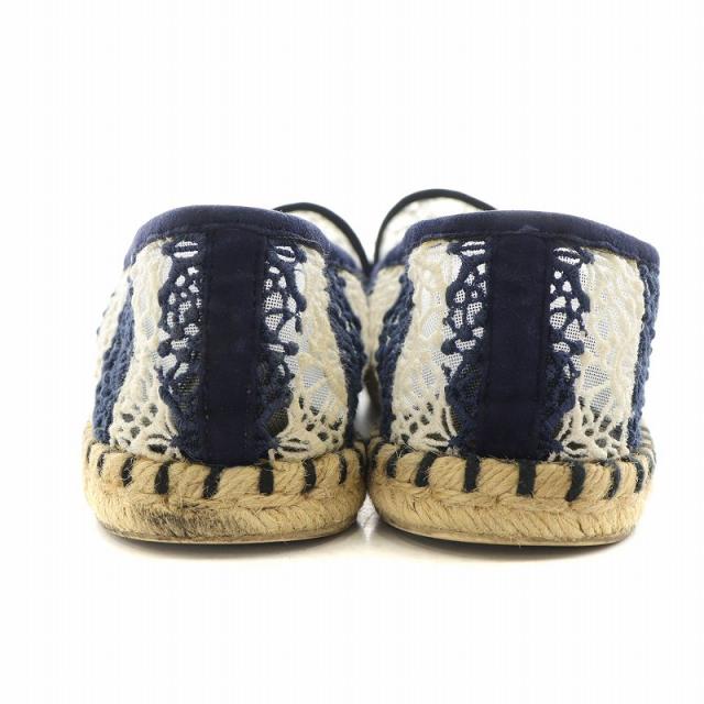 【中古】ルイヴィトン LOUIS VUITTON スリッポン レース メッシュ ボーダー エスパドリーユ 36 23.0cm 青 白