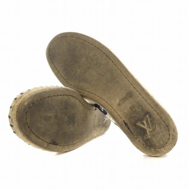 【中古】ルイヴィトン LOUIS VUITTON スリッポン レース メッシュ ボーダー エスパドリーユ 36 23.0cm 青 白