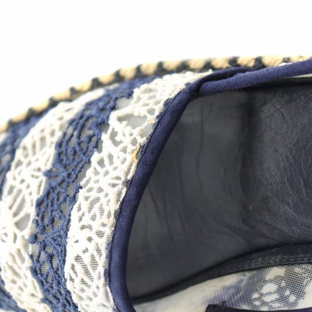 【中古】ルイヴィトン LOUIS VUITTON スリッポン レース メッシュ ボーダー エスパドリーユ 36 23.0cm 青 白