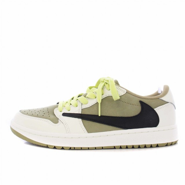 【中古】未使用品 NIKE Travis Scott Air Jordan 1 Low Golf NRG Neutral Olive スニーカー US8.5 FZ3124-200