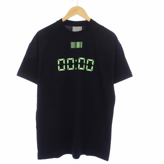 【中古】VETEMENTS VTMNTS 22SS RESET T-SHIRT カットソー 半袖 ロゴ バーコード プリント XS 黒 ブラック VL12TR320B