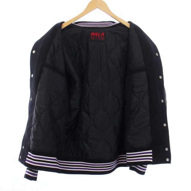 【中古】CVTVLIST 23SS crew university jacket ジャケット スタジャン 中綿 ブルゾン ワッペン アウター 1 S 黒