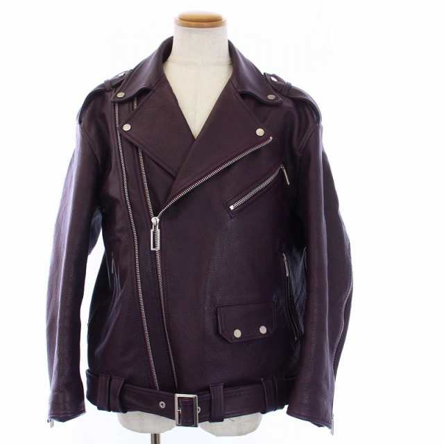 【中古】CVTVLIST 22AW leather blouson jacket カウレザー ダブル ライダースジャケット 1 S 紫 パープル 2201100102