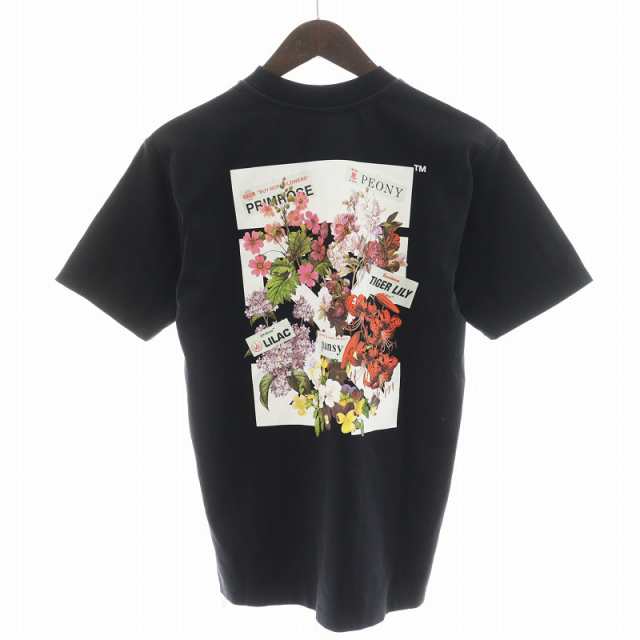 【中古】オフホワイト OFF WHITE Tシャツ カットソー 半袖 バックプリント フラワー 花 XS 黒 ブラック /AN7 メンズの通販はTシャツ