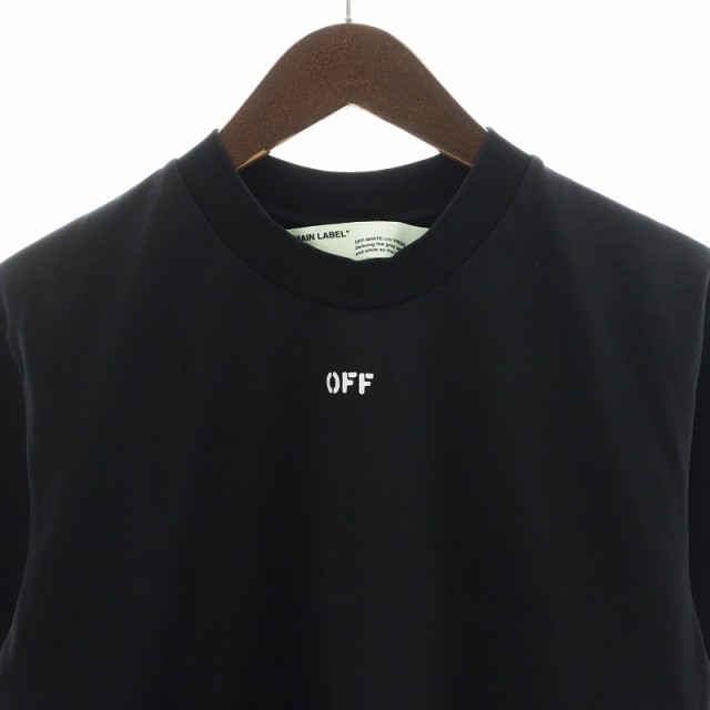 【中古】オフホワイト OFF WHITE Tシャツ カットソー 半袖 バックプリント フラワー 花 XS 黒 ブラック /AN7 メンズの通販は