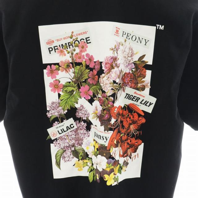 【中古】オフホワイト OFF WHITE Tシャツ カットソー 半袖 バックプリント フラワー 花 XS 黒 ブラック /AN7 メンズの通販は