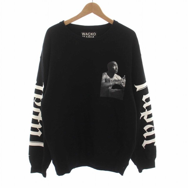 【中古】ワコマリア 2PAC HEAVY WEIGHT CREW NECK SWEAT SHIRT TYPE-2 クルーネック スウェット トレーナー 長袖 L 黒