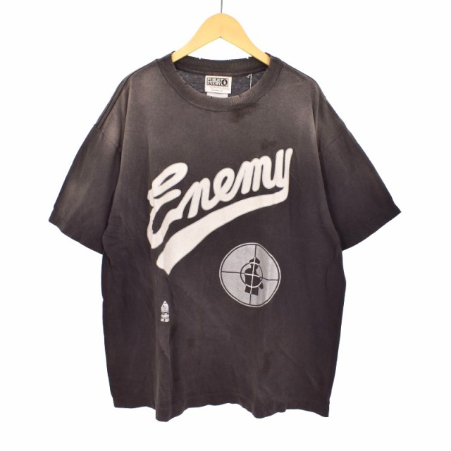 【中古】未使用品 セントマイケル 24AW SS TEE SNT ENEMY Tシャツ 半袖 プリント ダメージ加工 M 黒 SM-YS1-0000-C18