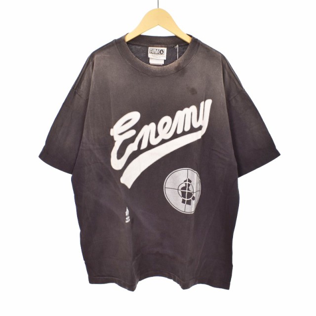 【中古】未使用品 セントマイケル 24AW SS TEE SNT ENEMY Tシャツ 半袖 プリント ダメージ加工 L 黒 SM-YS1-0000-C18