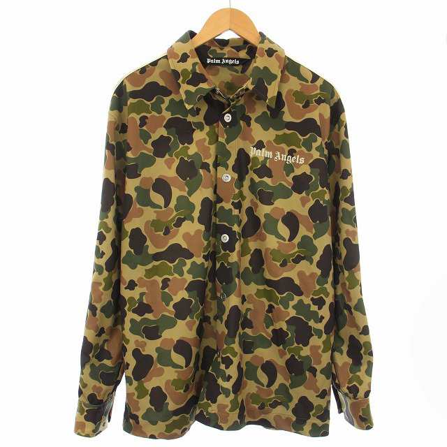 【中古】パームエンジェルス CAMOUFLAGE TRACK SHIRT シャツ 迷彩柄 カモフラ 長袖 L カーキ PMGA104F21FAB005 メンズ