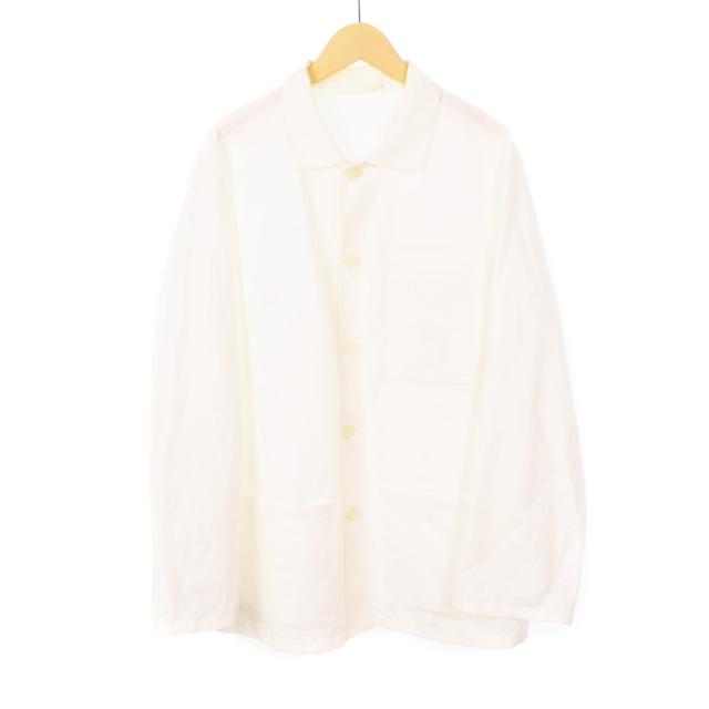 【中古】プラダ PRADA シングルブレスト コットン ジャケット トライアングルロゴ シャツ 長袖 48 白 SD148 S221の通販は