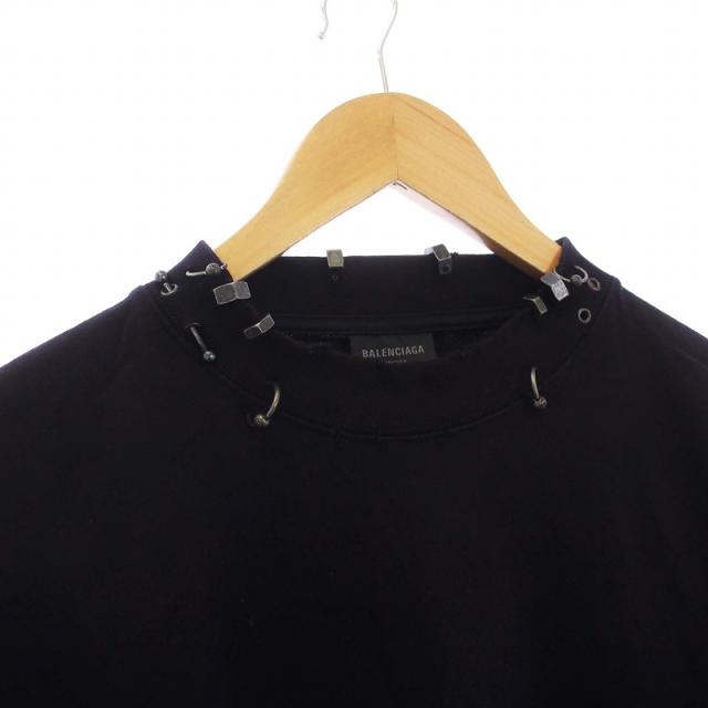 BALENCIAGA バレンシアガ 23AW Pierced T-Shirt ユーズド加工オーバーサイズTシャツ 761460 ブラック balenciaga 23aw ピアススウェット サイズ2 BALENCIAGA (バレンシアガ