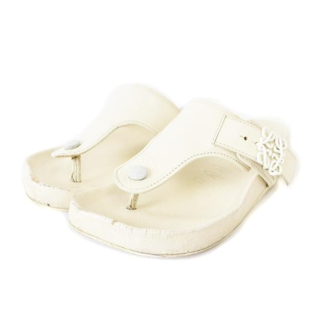 【中古】ロエベ LOEWE アナグラム トングサンダル シューズ 36 アイボリー ☆AA★ レディース