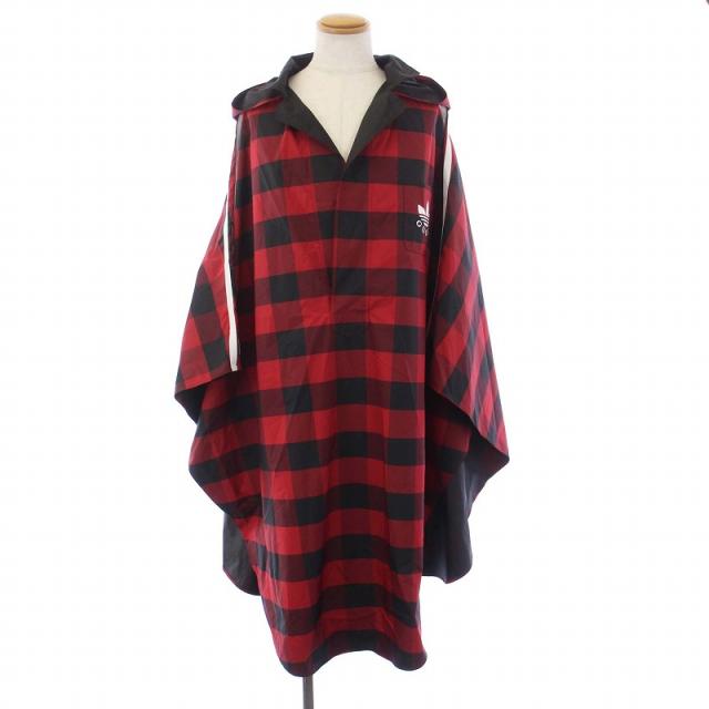 【中古】グッチ GUCCI adidas Originals レインコート フーディ ギンガムチェック ロング 3ライン ロゴ 716270
