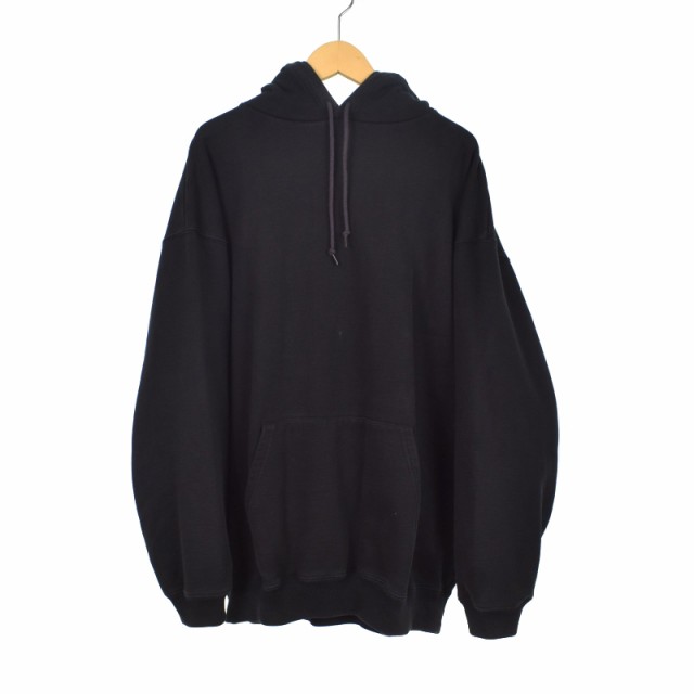 【中古】バレンシアガ BALENCIAGA 2018 バックロゴ プリント プルオーバー フーディー パーカー S 黒 556143 TAV37
