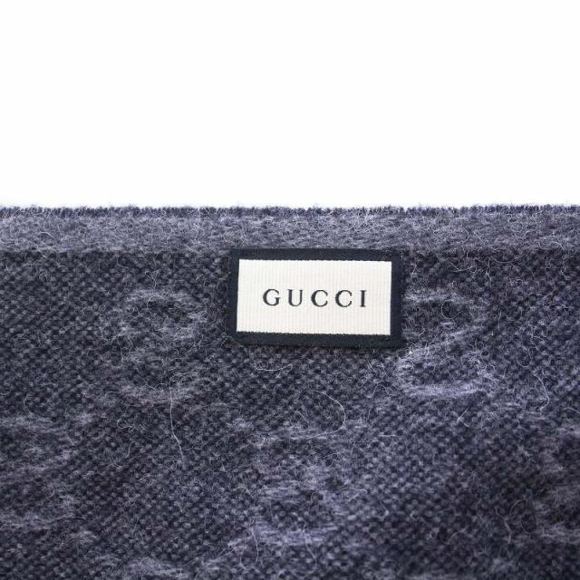 【中古】グッチ GUCCI マフラー GG柄 シェリーライン フリンジ グレー /KH ☆AA★ メンズの通販は