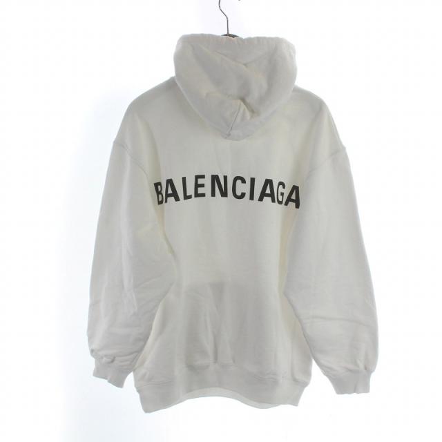【中古】バレンシアガ BALENCIAGA 17AW パーカー トレーナー プルオーバー フード 背面ロゴプリント XS 518215 TAV37