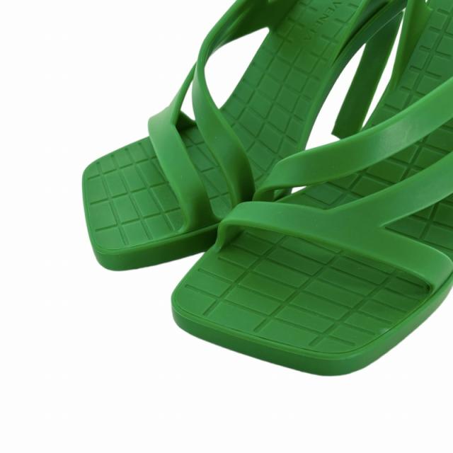 【中古】未使用品 ボッテガヴェネタ BOTTEGA VENETA JIMBO スリングバックサンダル ヒール ラバー 35 22.5cm グリーン