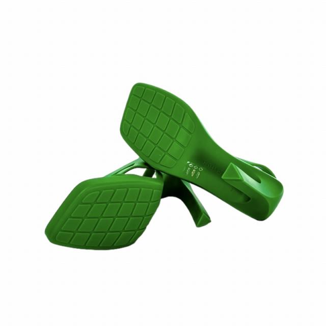 【中古】未使用品 ボッテガヴェネタ BOTTEGA VENETA JIMBO スリングバックサンダル ヒール ラバー 35 22.5cm グリーン