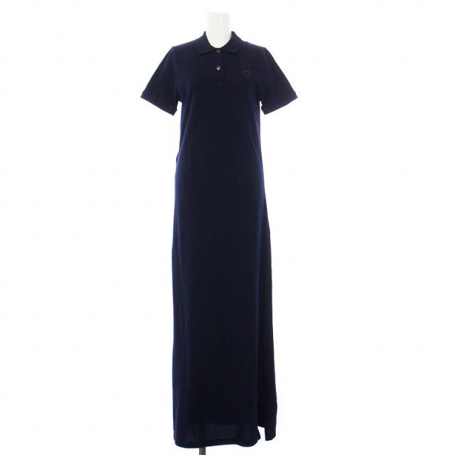 【中古】プラダ PRADA 23SS ピケ ミディドレス ポロワンピース 半袖 ロング 36 紺 ネイビー 33579 ■SH レディース