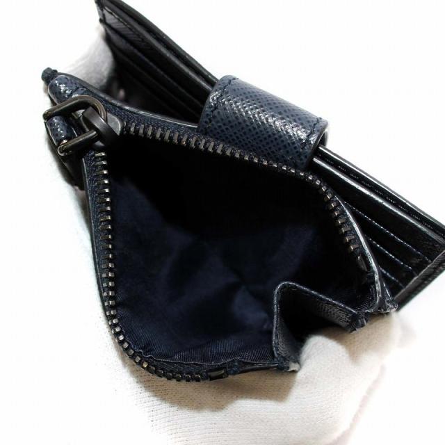 PRADA ネイビー 二つ折り財布 サフィアーノレザー プラダ PRADA