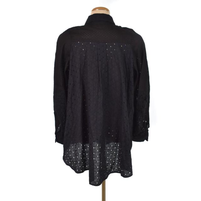 ENFOLD 24ss レースシャツ SOLID-ARM SHIRT ブラック