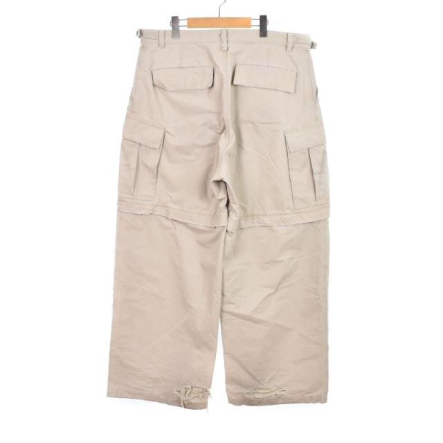 【中古】バレンシアガ BALENCIAGA 23年 LARGE CARGO ラージカーゴ パンツ ダメージ加工 52 ベージュ 773255 ☆AA★_1