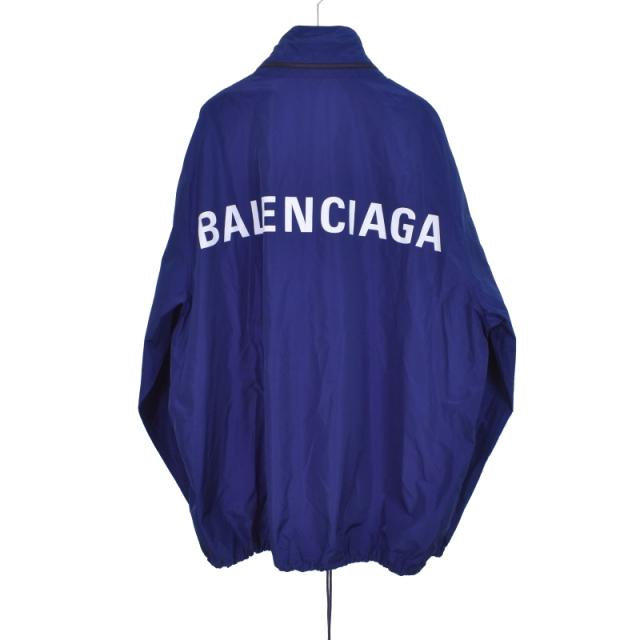 【中古】バレンシアガ BALENCIAGA 18年製 バックロゴ ナイロンジャケット ウインドブレーカー ブルゾン 46 青 533911_1