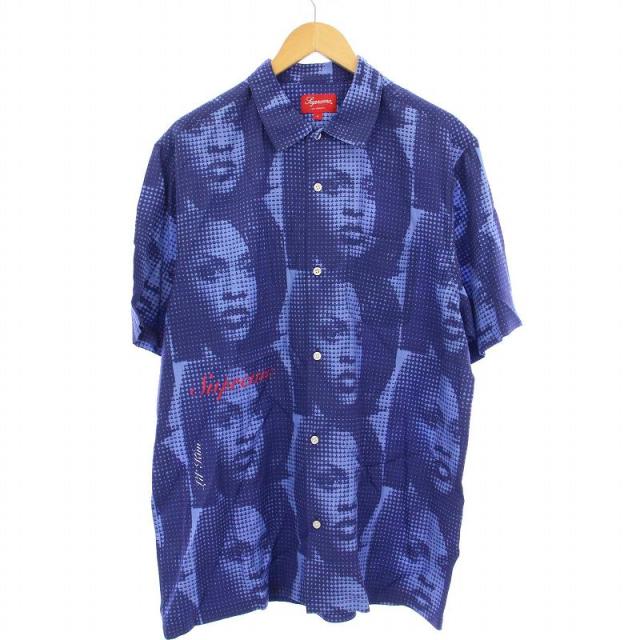 【中古】シュプリーム SUPREME 22SS LIL KIM SHIRT シャツ 半袖 総柄 L 青 /KH ☆AA★ メンズ