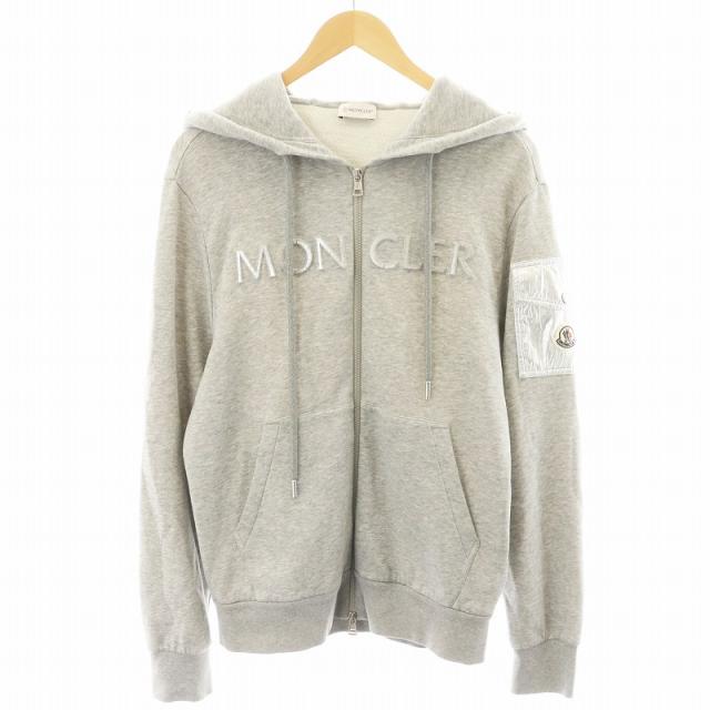 【中古】モンクレール MONCLER FELPA CON CAPPUCCIO パーカー ジップアップ ロゴ S グレー I20918G00006 89A2L グレー