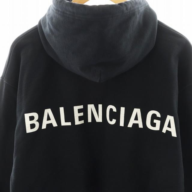 中古】バレンシアガ BALENCIAGA パーカー プルオーバー ロゴ S