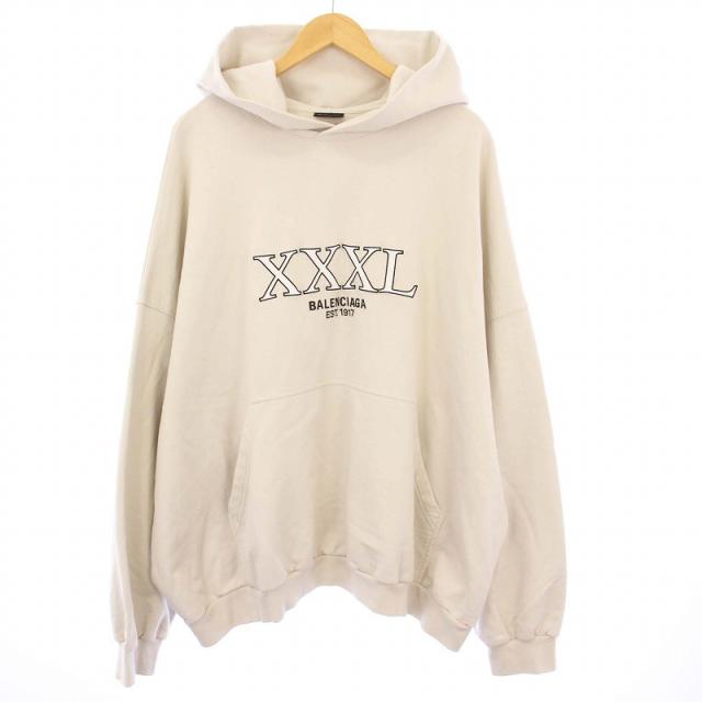 【中古】バレンシアガ 22AW XXXL Hoodie Large Fit プルオーバーパーカー スェット 長袖 L ベージュ 713677 メンズ