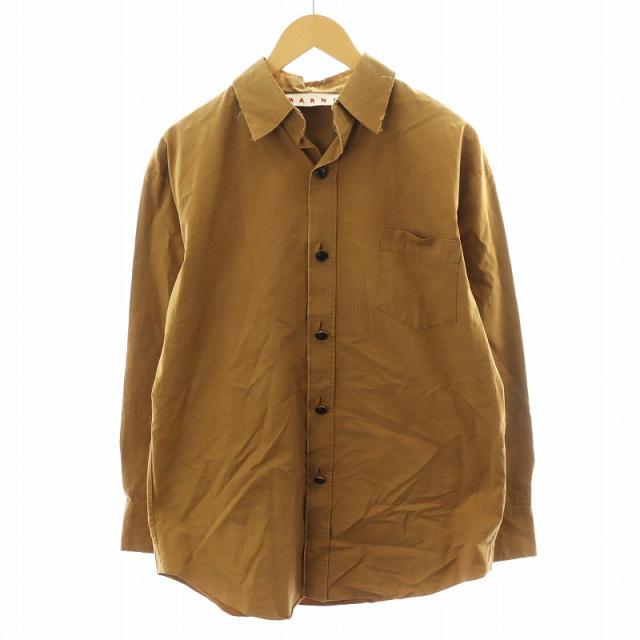 【中古】マルニ MARNI シャツ 長袖 カットオフ コットン 38 茶 ブラウン CAMA0312Y0TCY65 /AN32 ☆AA★ メンズ