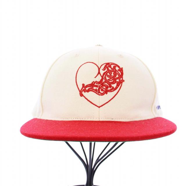 【中古】クロムハーツ CHROME HEARTS VINYHEART BASEBALLCAP ベースボールキャップ 野球帽 クロス 59.6cm 赤 白